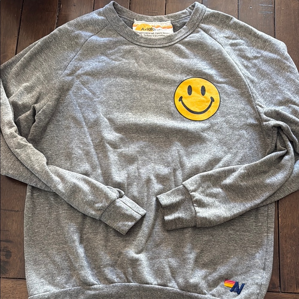 Gray Smiley Face Sweater